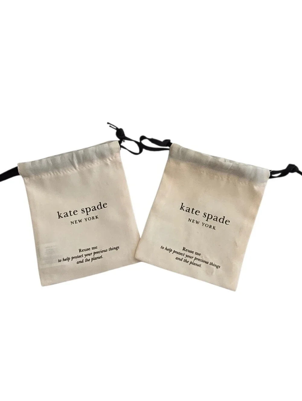 Kate Spade New York Small Drawstring Dust Bags Lot of 2 Jewelry Pouch Storage Ba